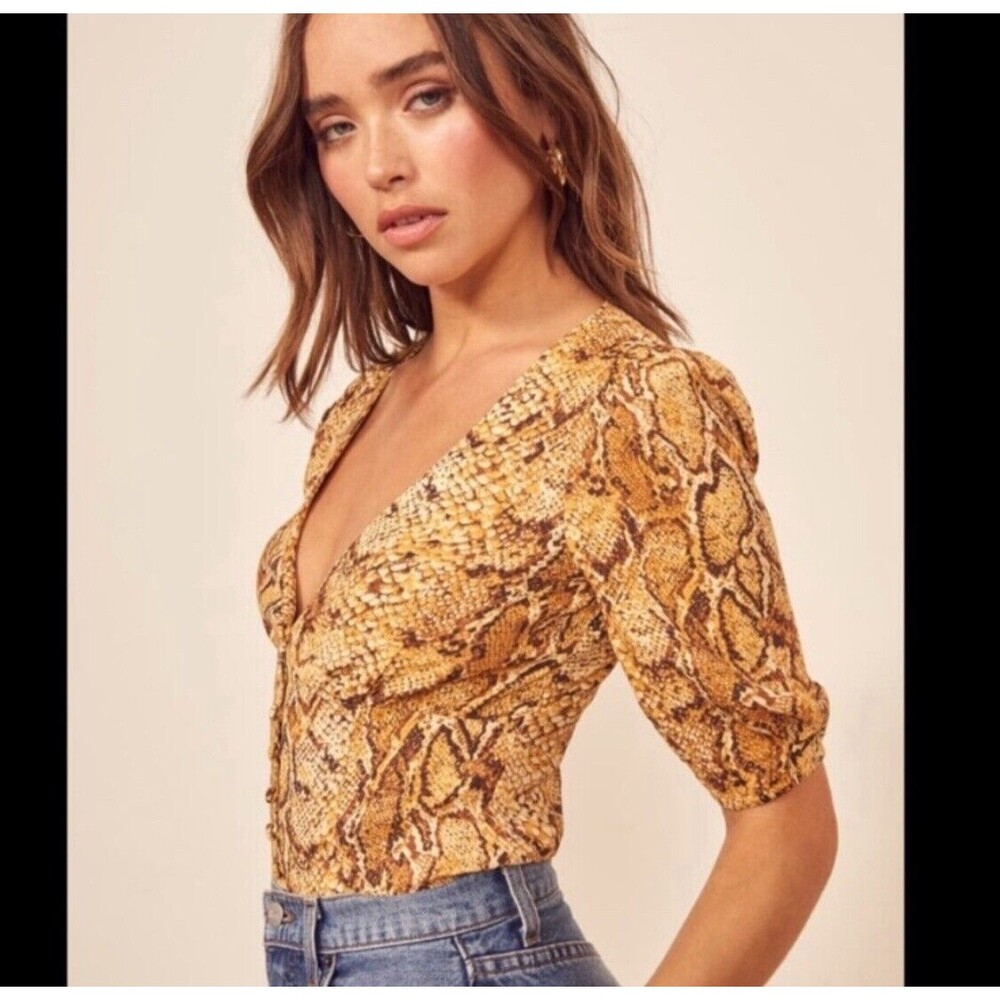 Reformation Eliana‎ Button Down Blouse In Boa Size XS